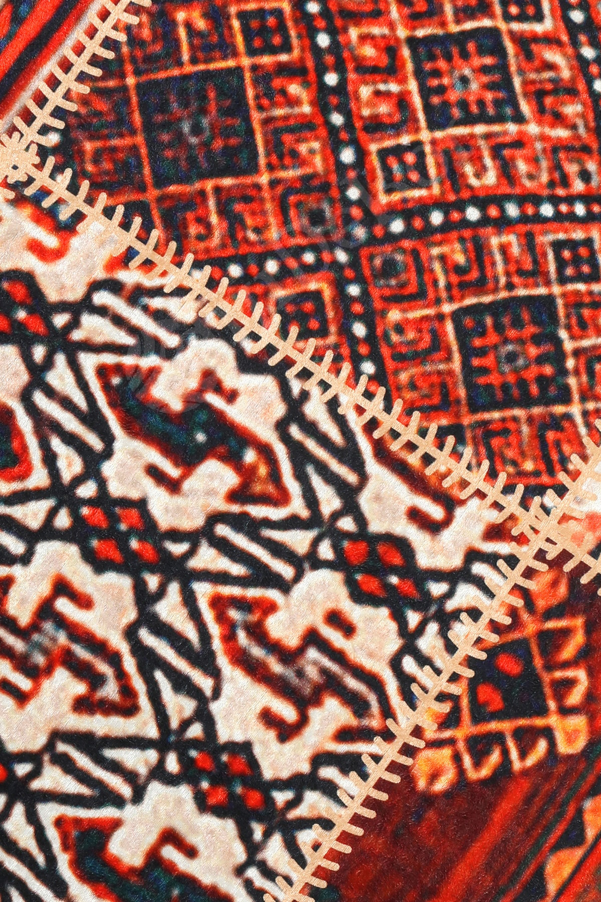 K1300 Patchwork Saçaksız Dijital Yuvarlak Halı Yıkanabilir Banyo Paspası 80x80