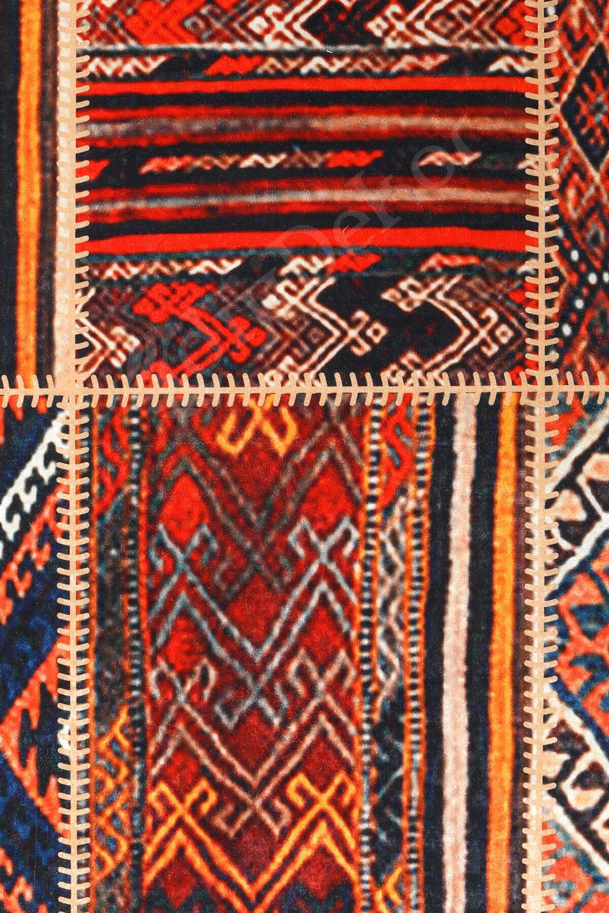 K1300 Patchwork Saçaksız Dijital Halı Kaymaz Yıkanabilir Oda Mutf