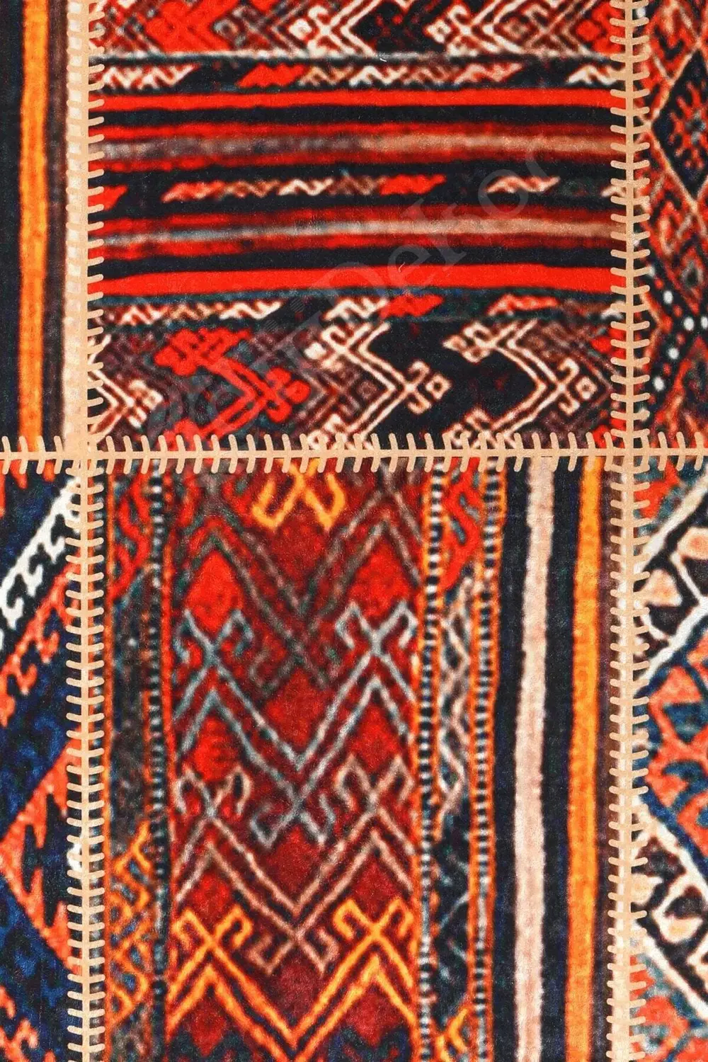 K1300 Patchwork Saçaksız Dijital Halı Kaymaz Yıkanabilir Oda Mutf