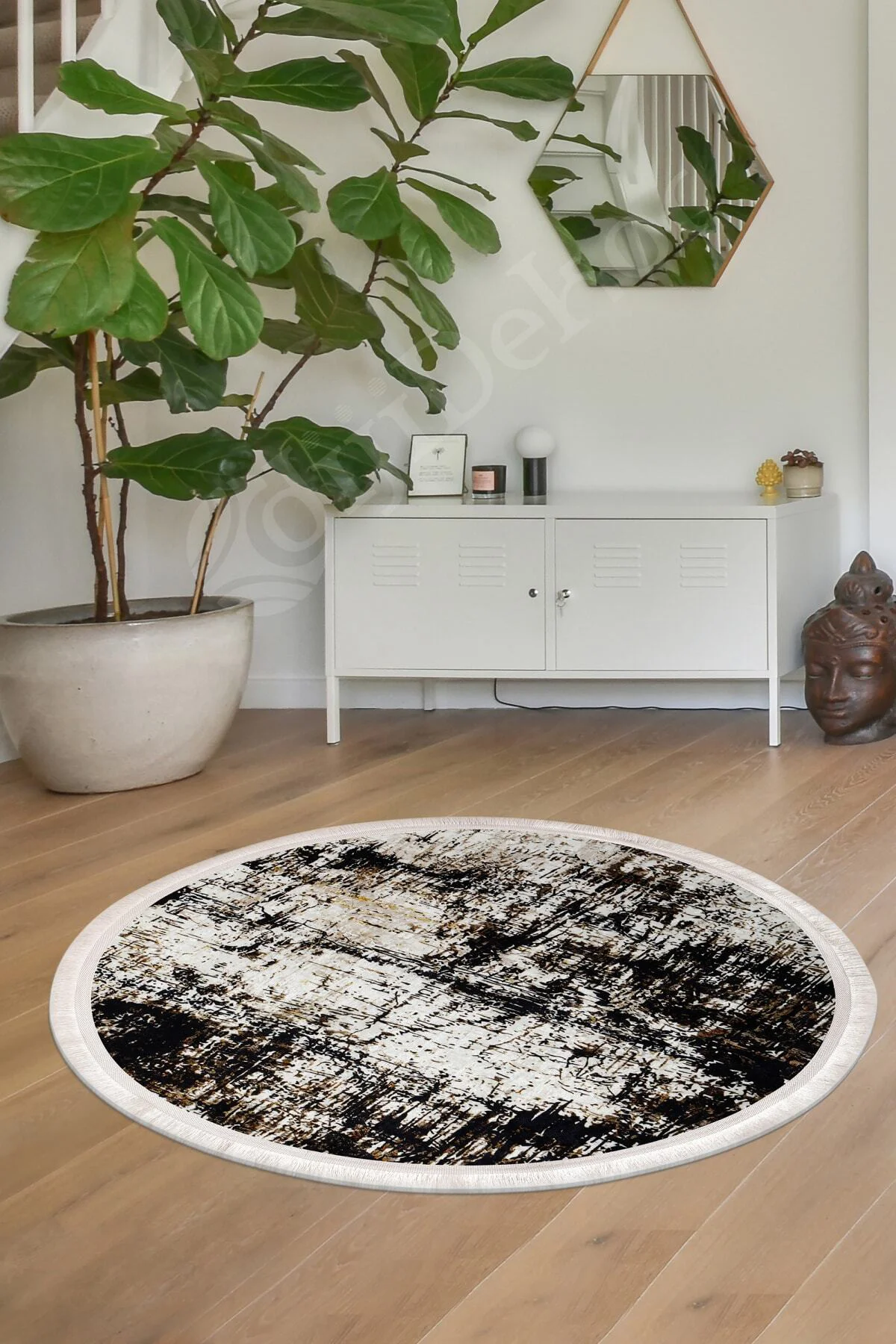 K1310 Black Saçaklı Dijital Yuvarlak Halı Yıkanabilir Banyo Paspası 80x80 K1310 Black Saçaklı Dijital Yuvarlak Halı Yıkanabilir Banyo Paspası 80x80