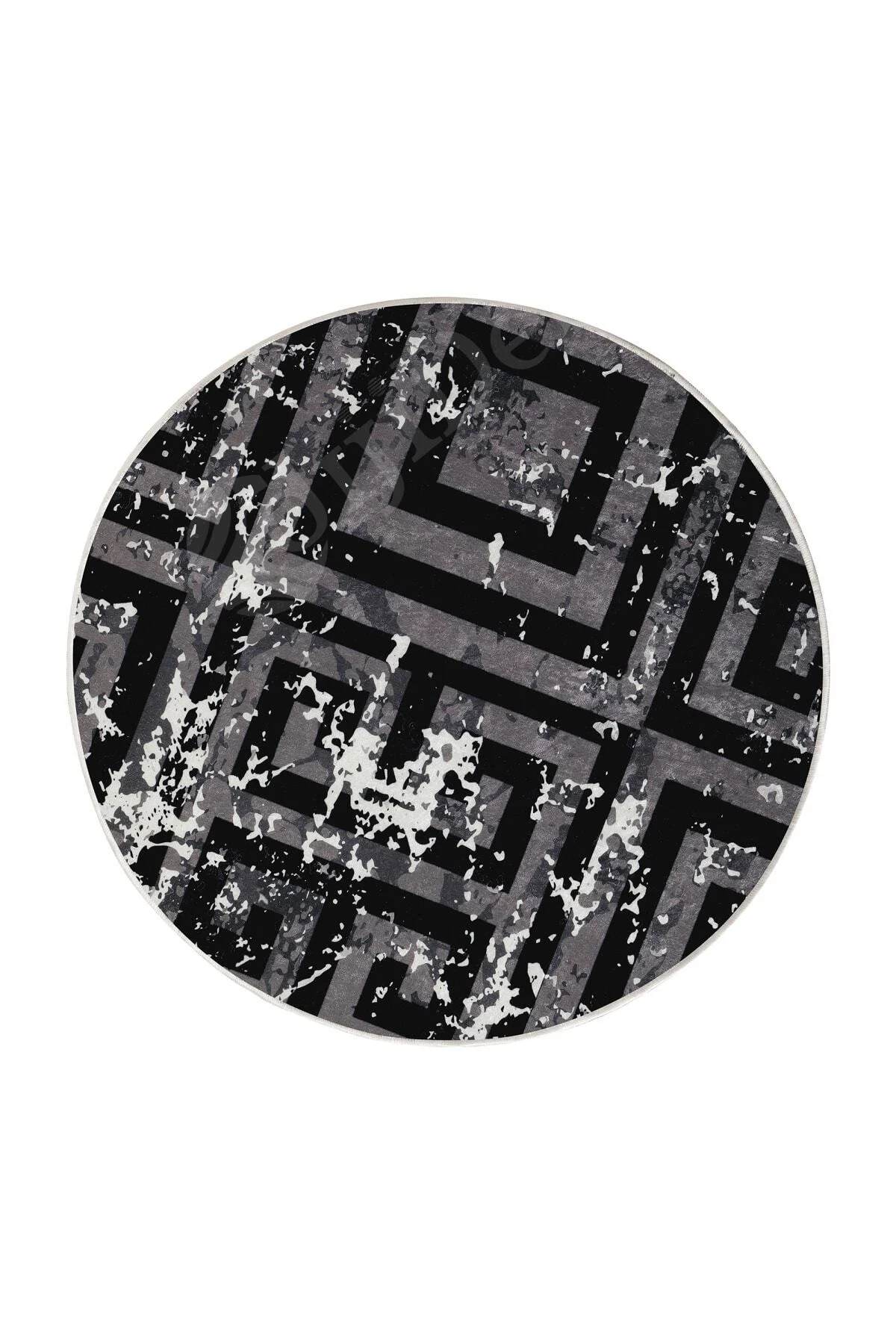 K1320 Siyah Saçaksız Dijital Yuvarlak Halı Yıkanabilir Banyo Paspası 80x80 K1320 Siyah Saçaksız Dijital Yuvarlak Halı Yıkanabilir Banyo Paspası 80x80