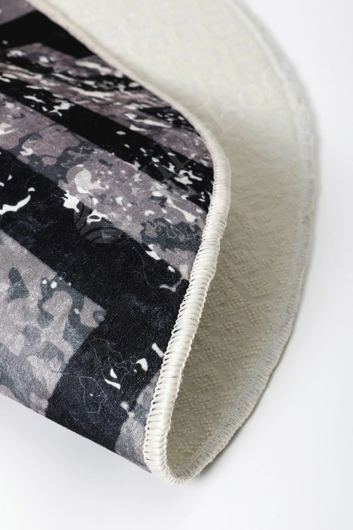 K1320 Siyah Saçaksız Dijital Yuvarlak Halı Yıkanabilir Banyo Paspası 80x80 K1320 Siyah Saçaksız Dijital Yuvarlak Halı Yıkanabilir Banyo Paspası 80x80