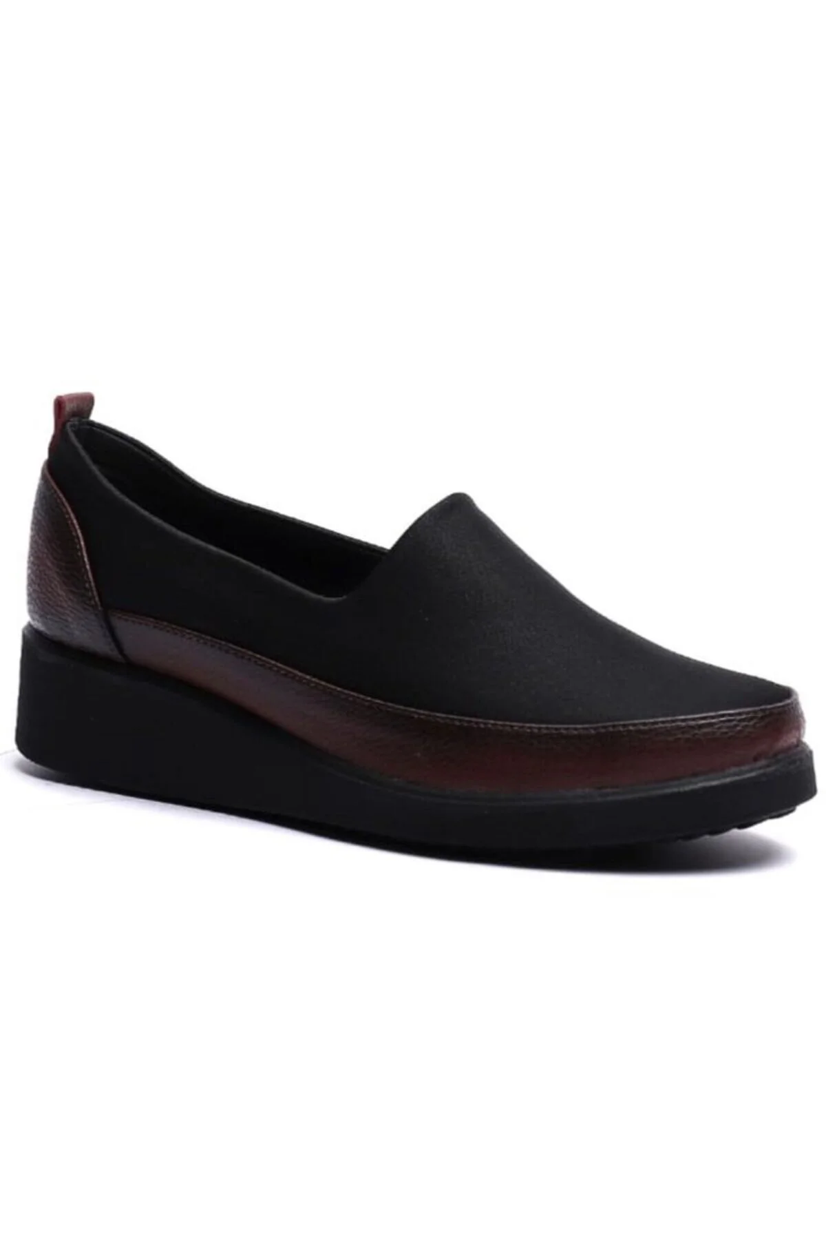 K152509 Bordo Siyah Dolgu Taban Kadın Ayakkabı
