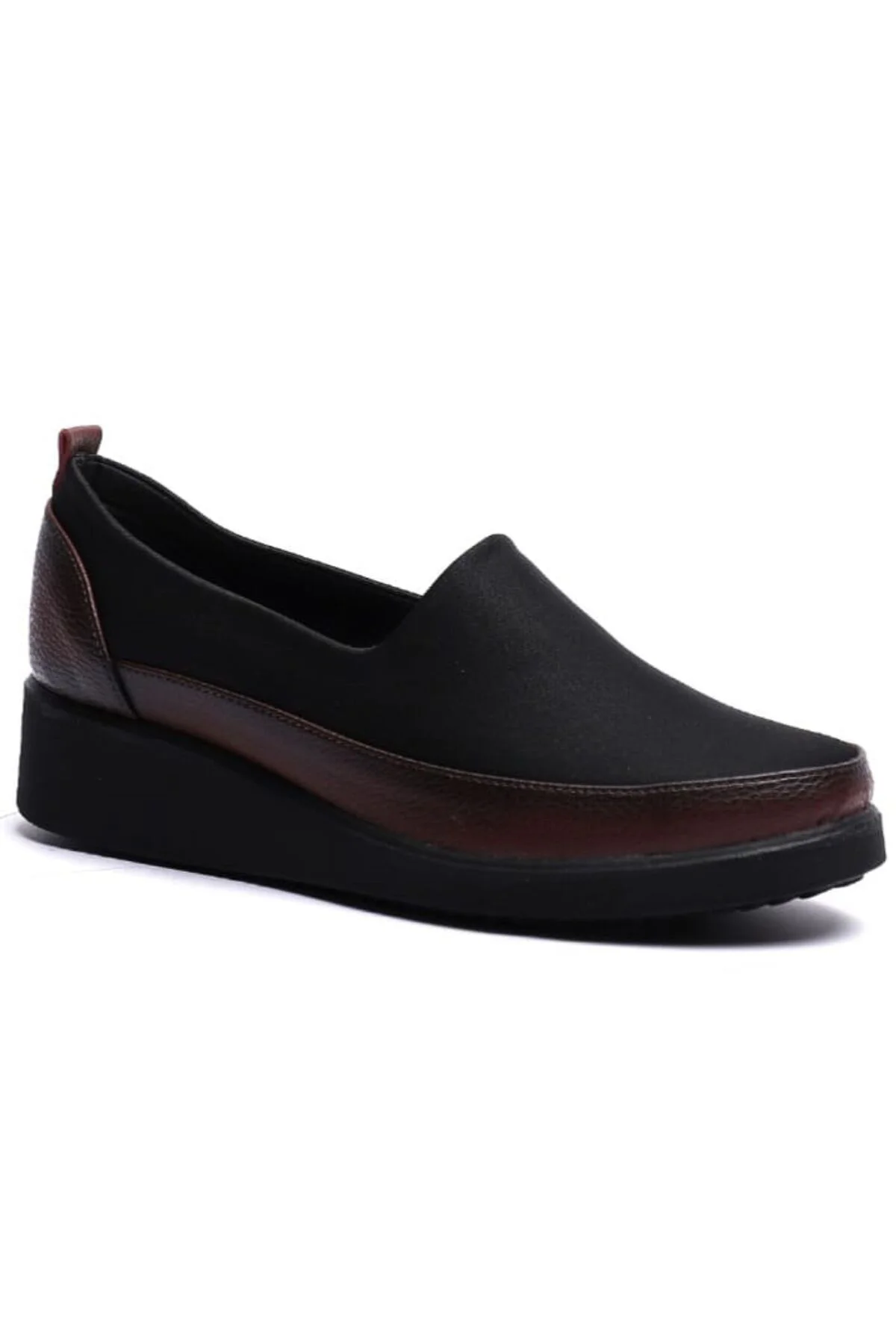 K152509 Bordo Siyah Dolgu Taban Kadın Ayakkabı