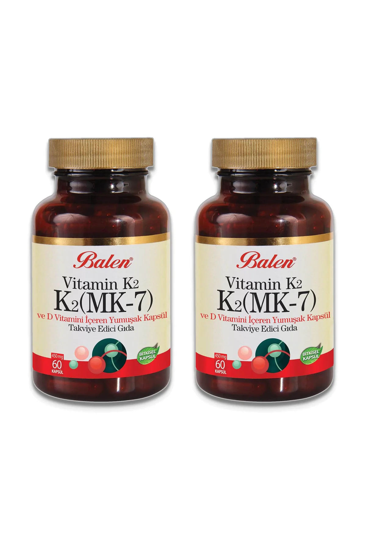 K2 Mk-7 Vitamin K2 Ve D Vitamini 450 Mg 60 Kapsül X 2 Adet