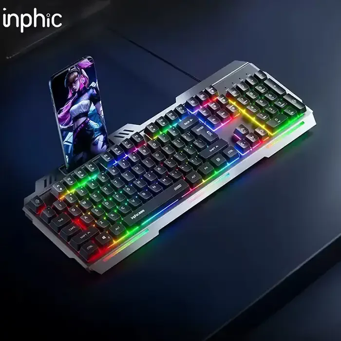 K2 USB Kablolu Oyun Klavyesi - RGB Işıklı Sessiz 104 Tuş, Metal Gövde ve 26 Tuş Anti-Ghosting