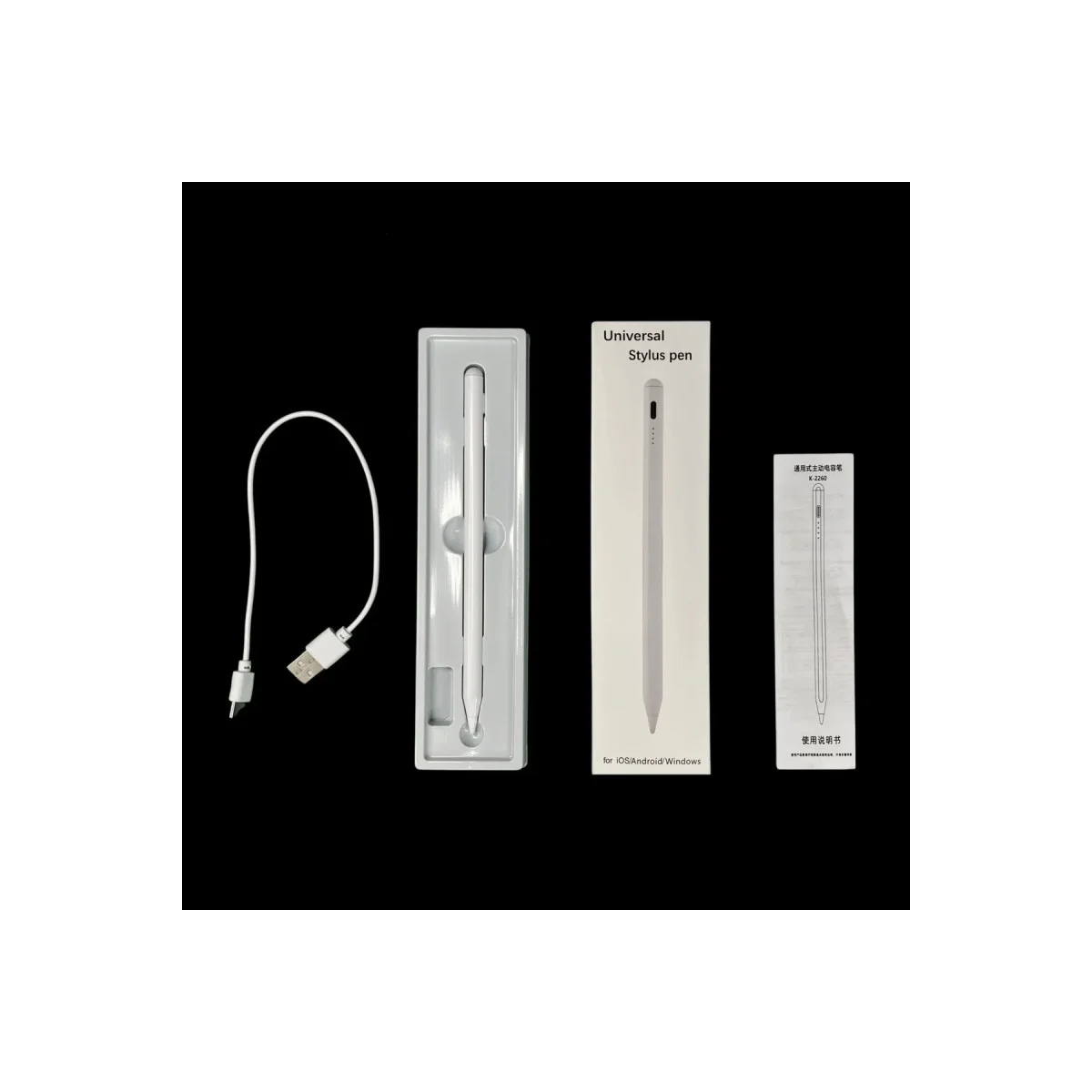 K2260 Universal Dokunmatik Stylus Kalem - iOS ve Android Uyumlu, Beyaz