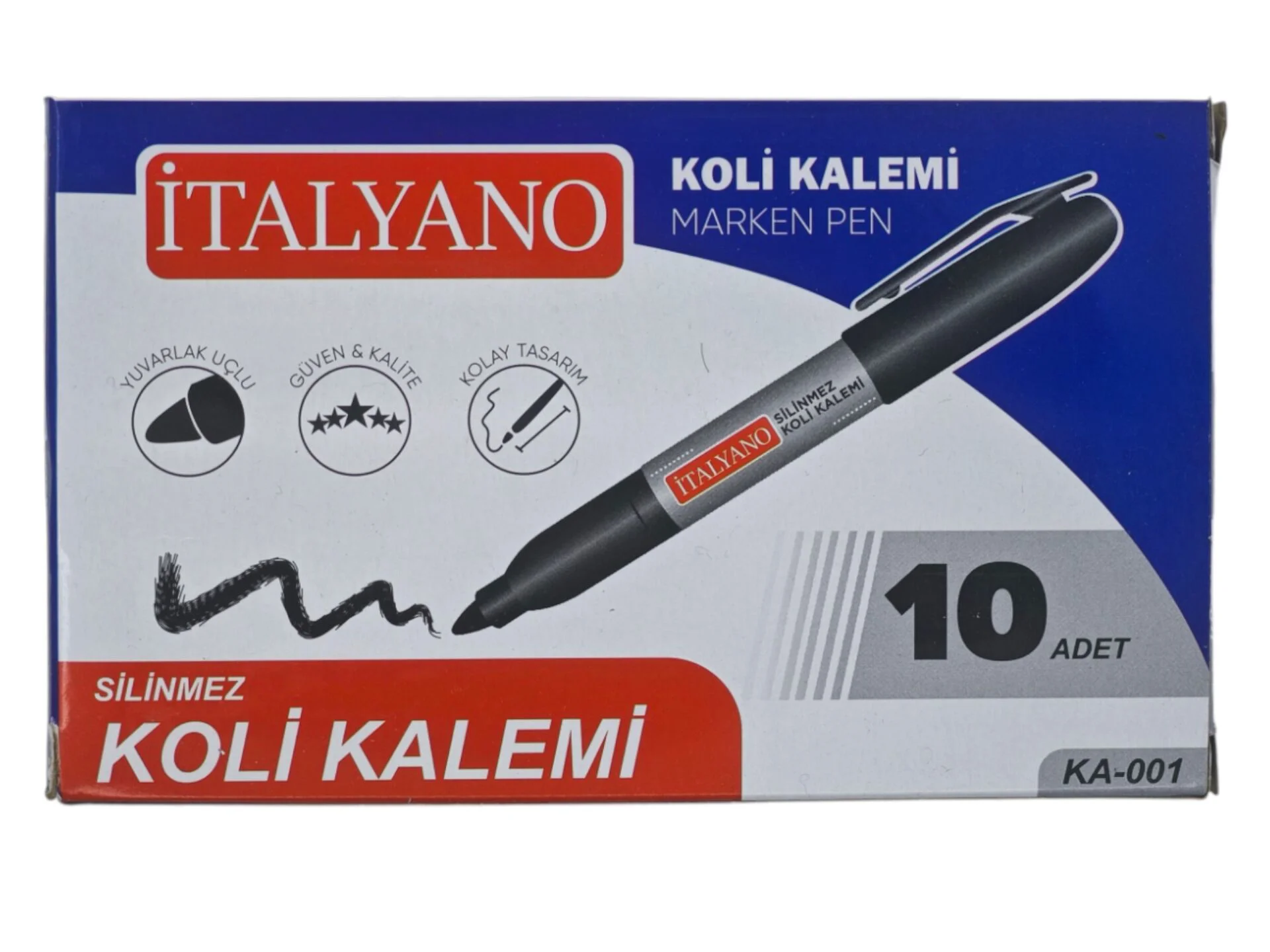 KA-001   İtalyano Yuvarlak Uçlu Koli Kalemi - Siyah