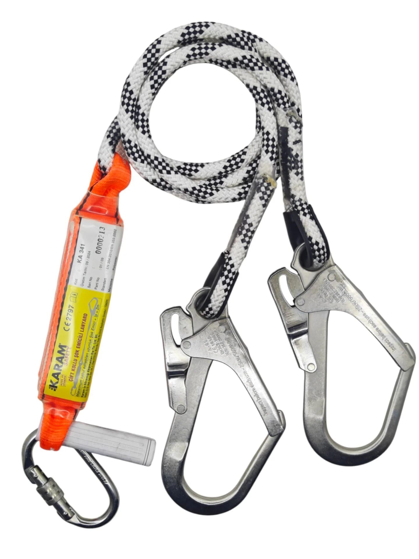 KA 341   Karam Çift Kollu Şok Emicili Lanyard - Statik Halatlı Fiyatı, Yorumları ve Özellikleri