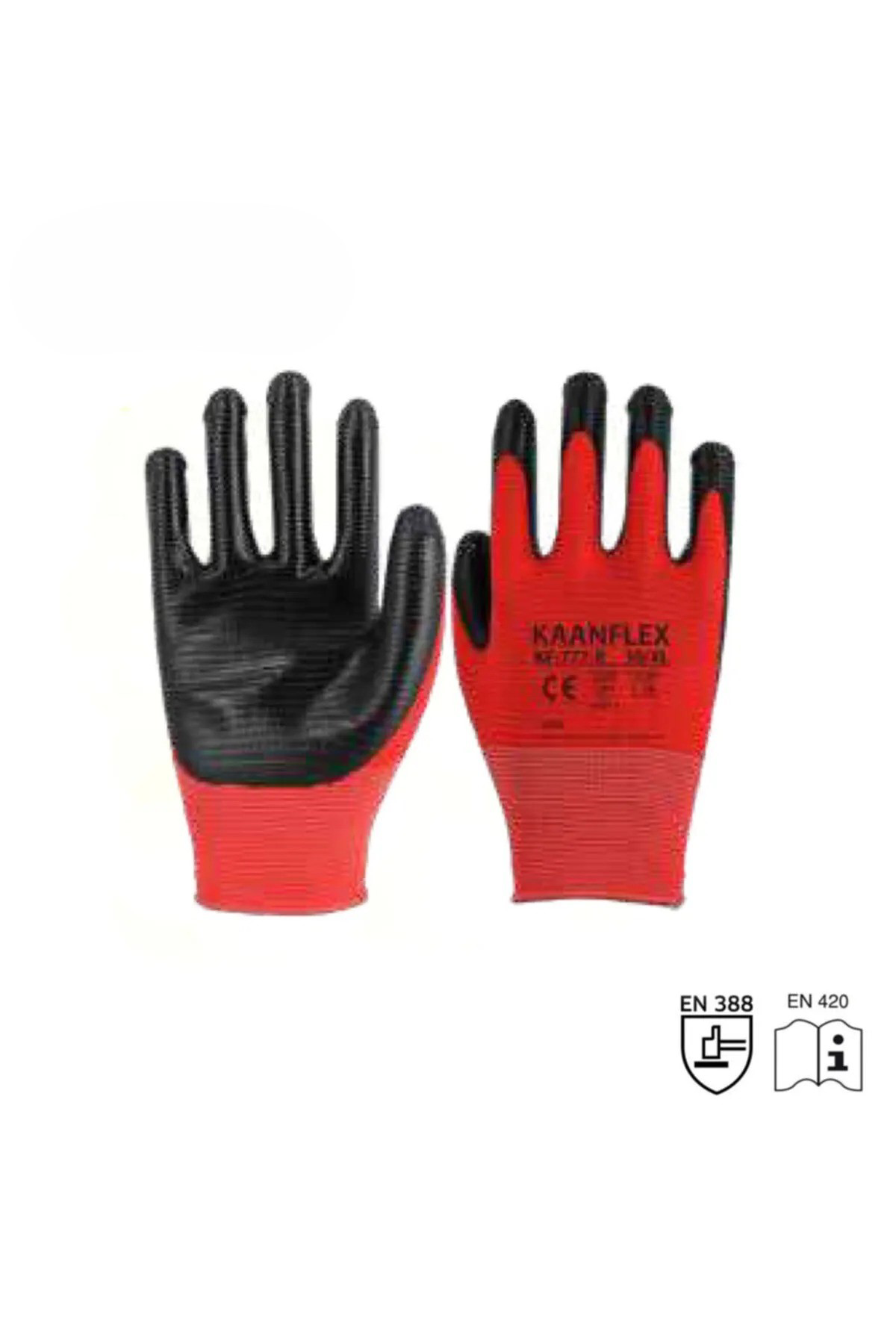 KAANFLEX KF-777-R KIRMIZI-SİYAH NİTRİL ELDİVEN NO:10 (12 ÇİFT)