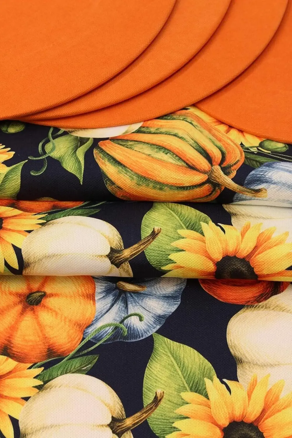 Kabağı Desenli Siyah Arka Plan Baskılı Runner Servis 40x150 cm 11