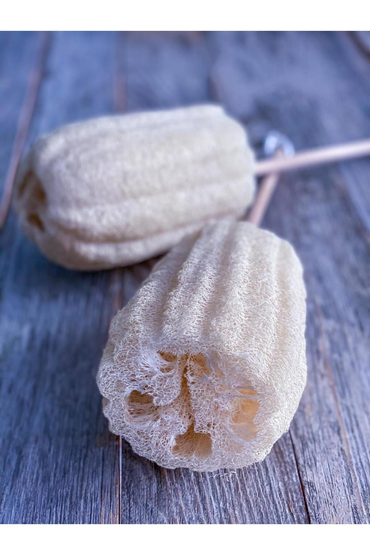 Trendmilano Kabak Lifli Ahşap Sopalı Duş Kesesi Sırt Kesesi 2 Adet