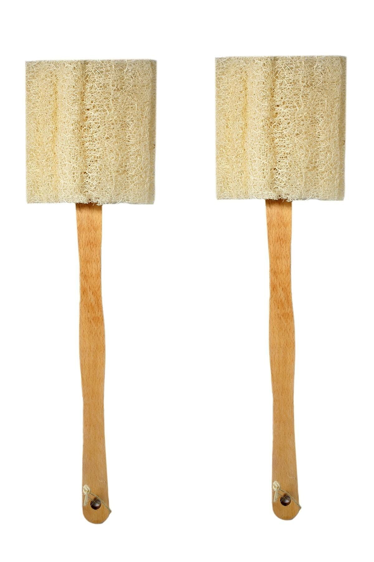 Trendmilano Kabak Lifli Ahşap Sopalı Duş Kesesi Sırt Kesesi 2 Adet