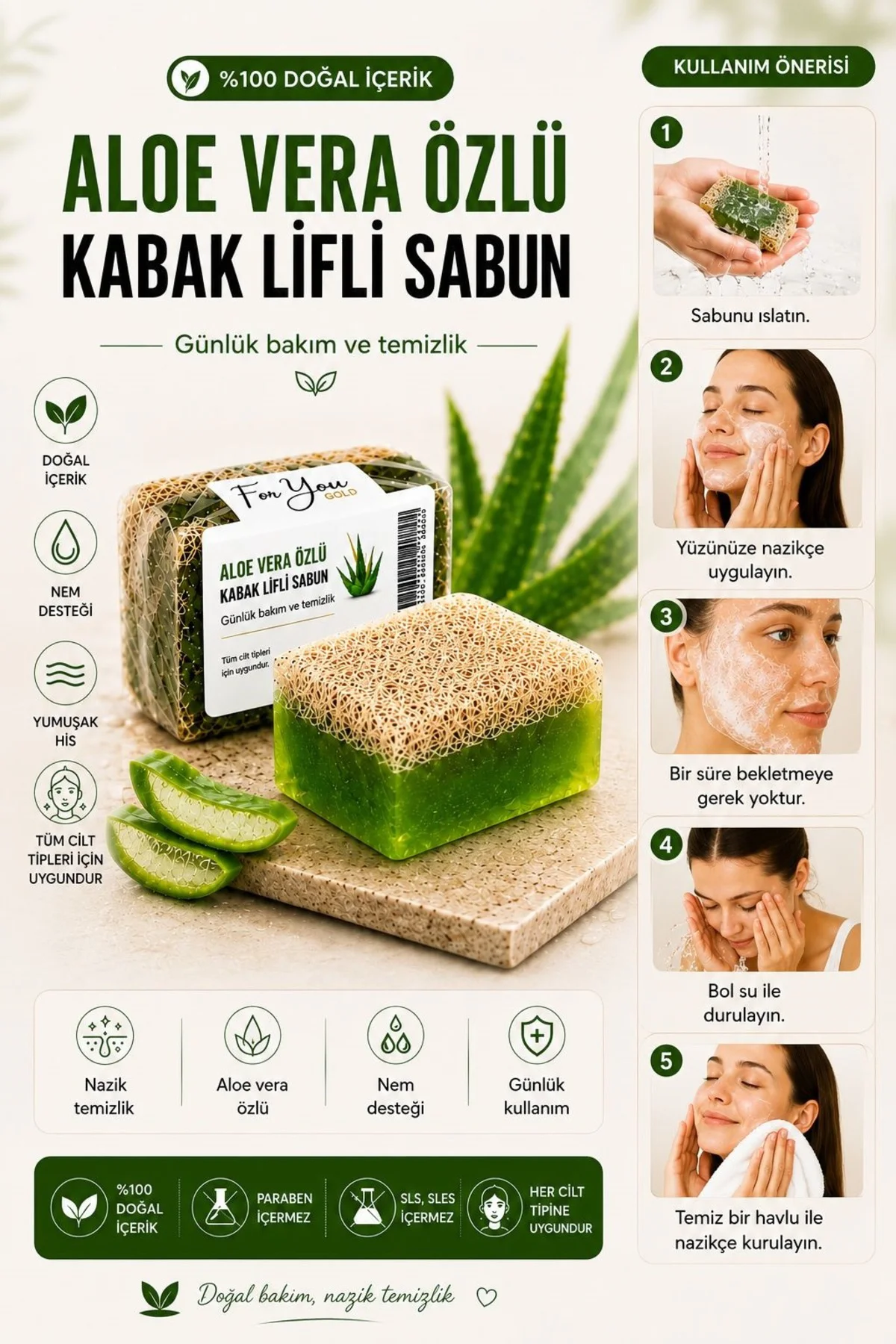 Kabak Lifli Aloe Vera Özlü El Yapımı Sabun