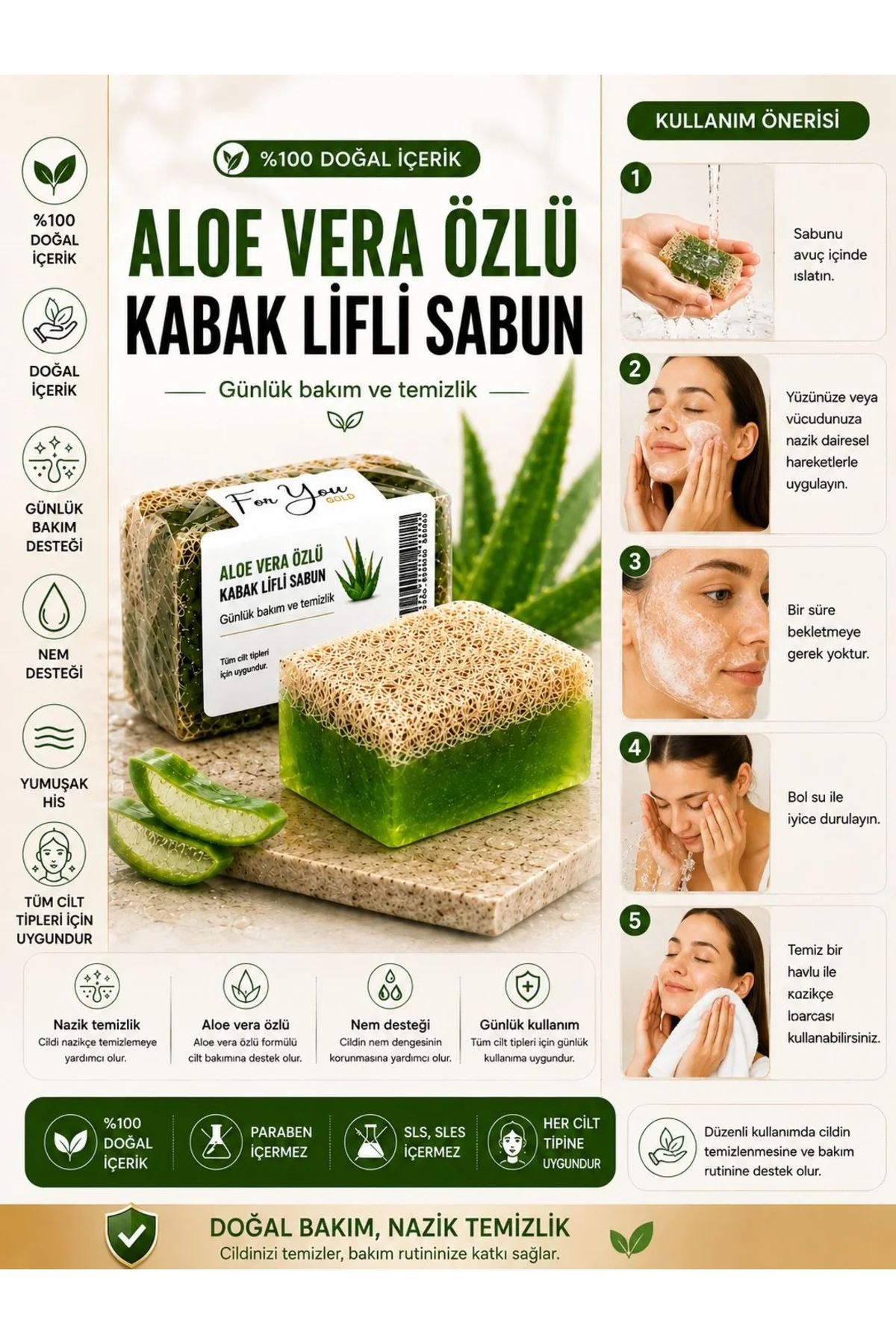 Kabak Lifli Aloe Vera Özlü El Yapımı Sabun