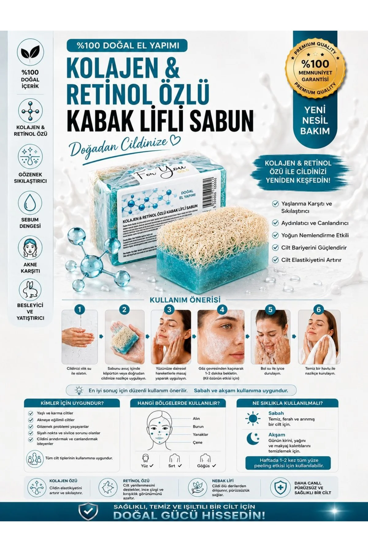Kabak Lifli El Yapımı Kolajen & Retinol Özlü Sabun (Collagen Sabu