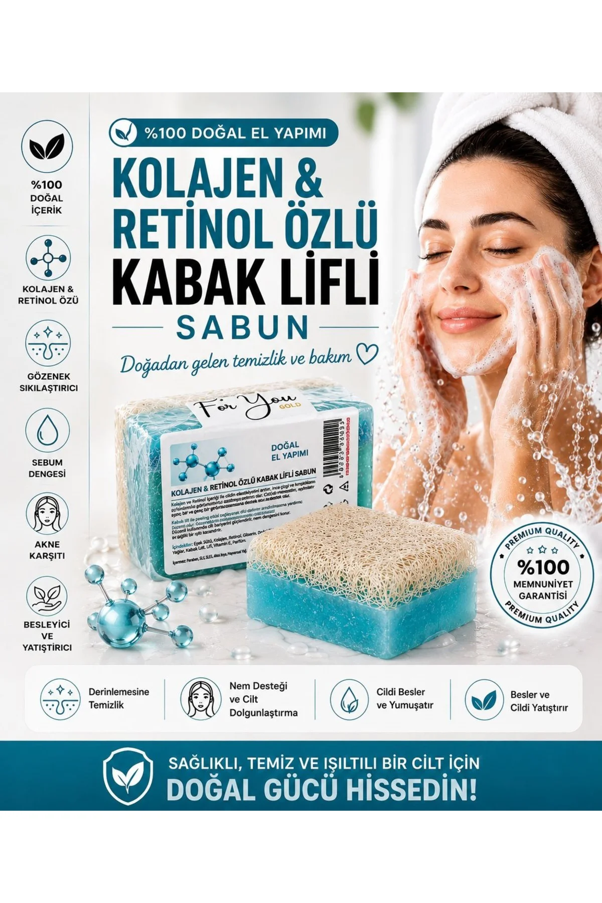 Kabak Lifli El Yapımı Kolajen & Retinol Özlü Sabun (Collagen Sabu