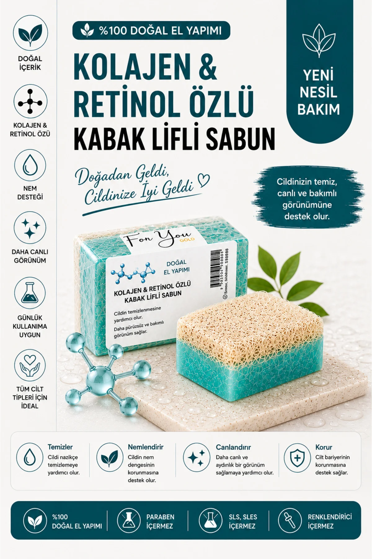 Kabak Lifli El Yapımı Kolajen & Retinol Özlü Sabun (Collagen Sabu