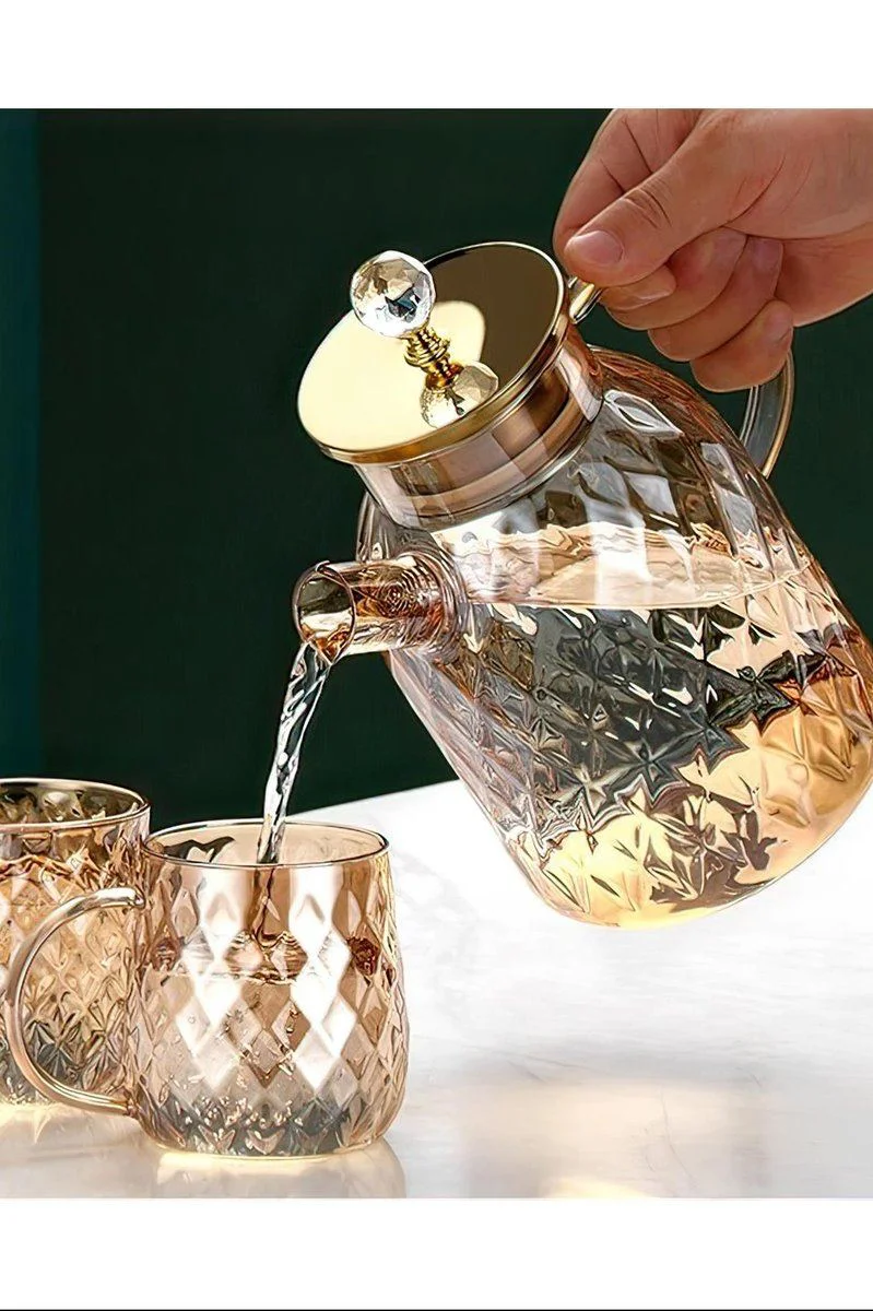 Kabartmalı Bambu Kapaklı Borosilikat Cam Demlik 1500ml - Royaleks-CM-2005 Fiyatı, Yorumları ve Özellikleri