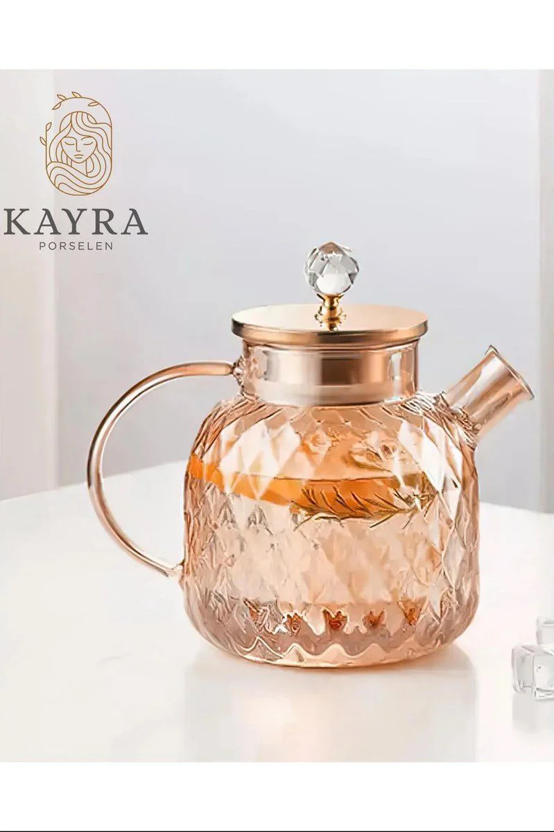 Kabartmalı Borosilikat Cam Demlik 1000ml - Çay Demliği | Royaleks-CM-2006 Fiyatı, Yorumları ve Özellikleri