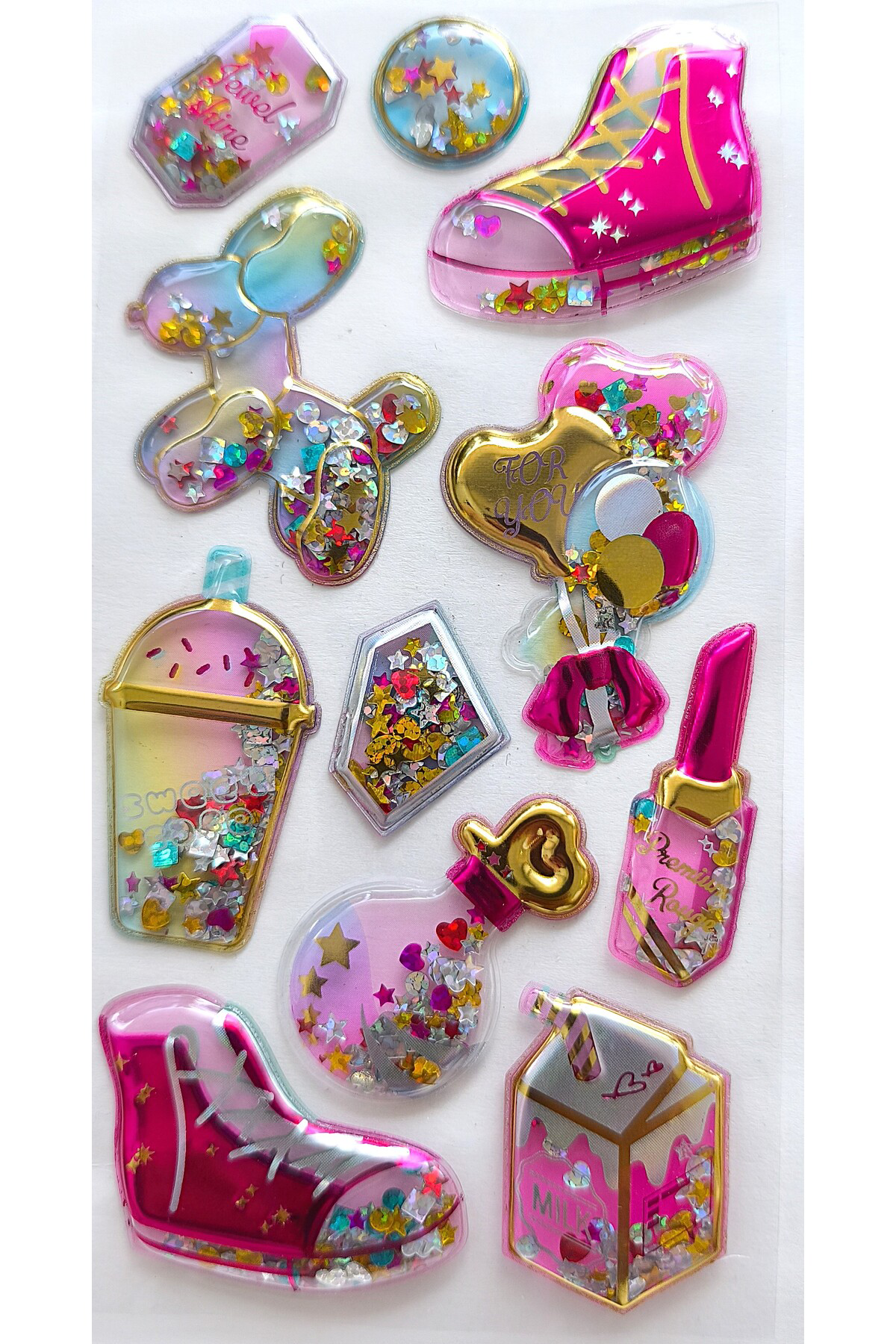 Pazar Kapısı Kabartmalı Yapışkanlı Saç Yüz Tırnak Sticker, Süs Dekor İşıltılı