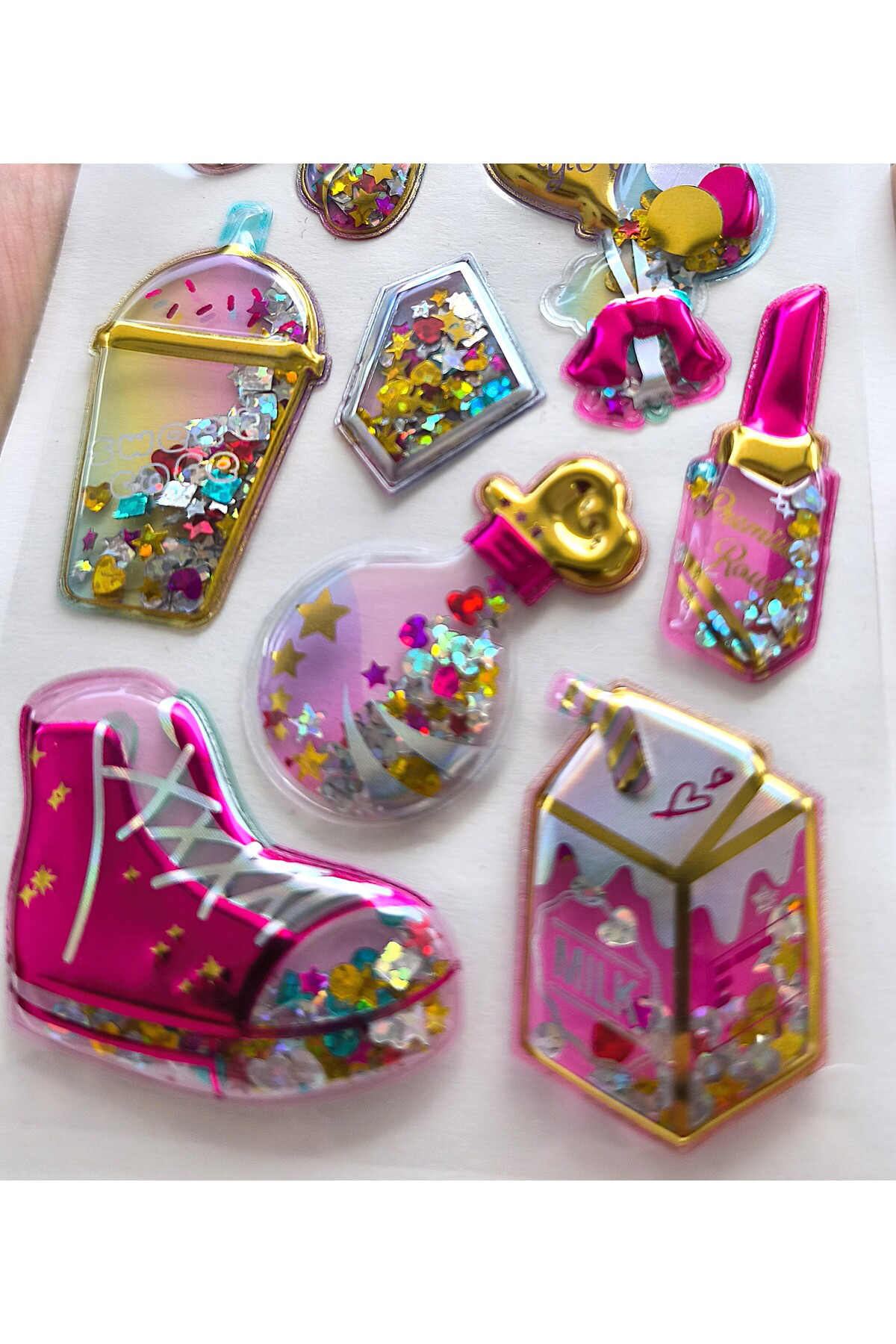 Pazar Kapısı Kabartmalı Yapışkanlı Saç Yüz Tırnak Sticker, Süs Dekor İşıltılı