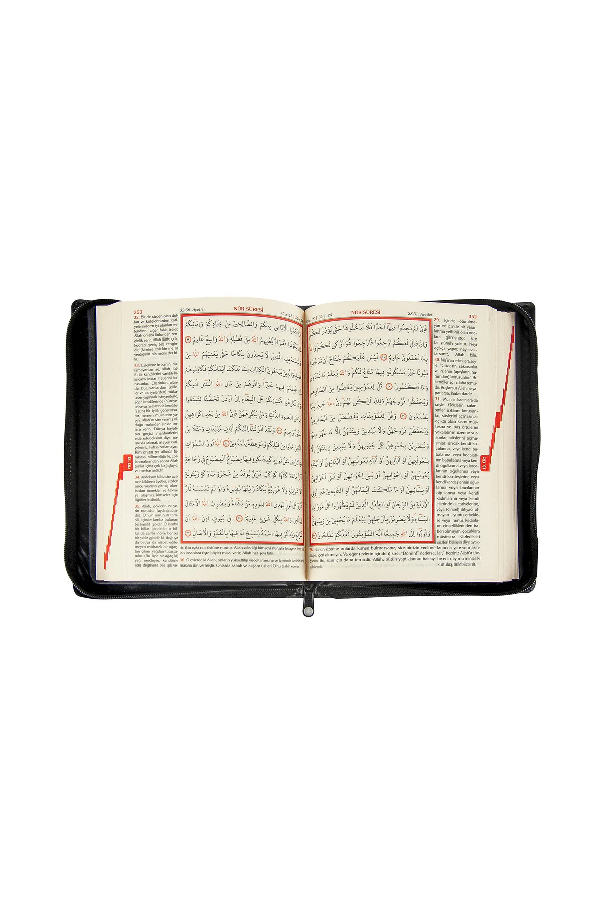 Kabeli Çanta Boy Fermuarlı Mealli Kuranı Kerim