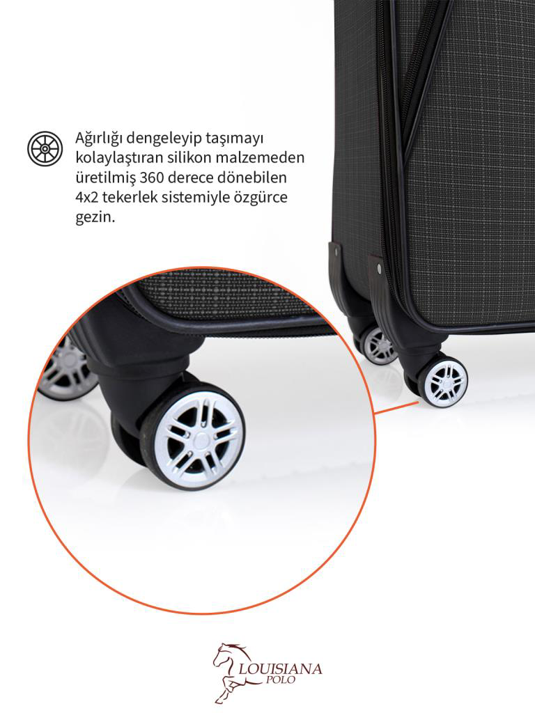 Louisiana Polo Kabin Boy 4 Teker Kumaş Valiz Antrasit 1081