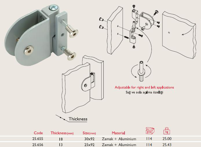 Gürçay Hirdavat Kabin Menteşesi 18Mm 25.655