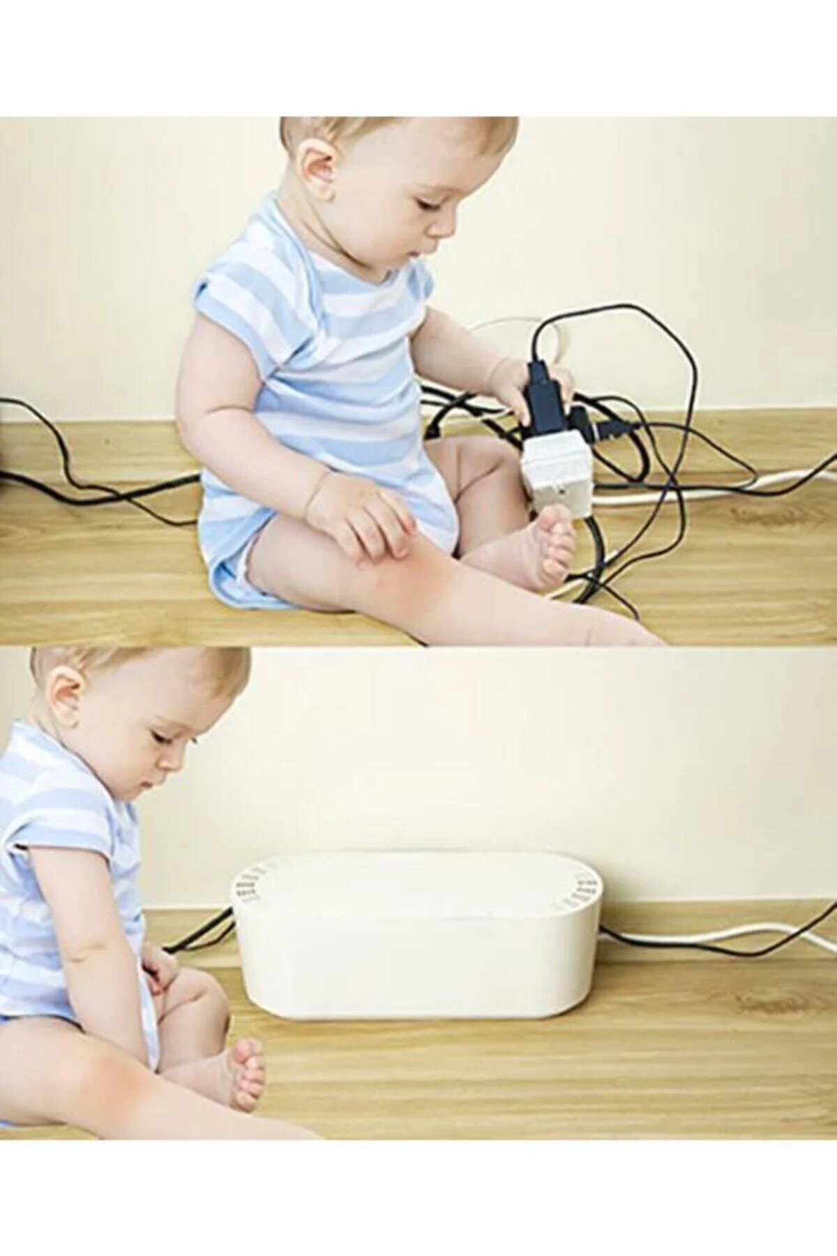 Kablo Düzenleyici Çoklu Priz Kutusu Kablo Organizer ( Koyu Füme )