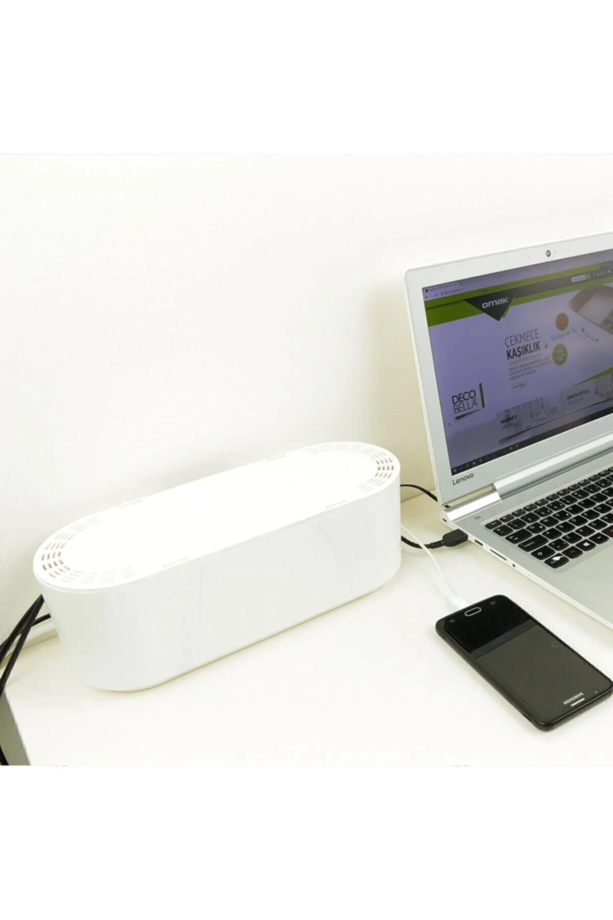 Kablo Düzenleyici Çoklu Priz Kutusu Kablo Organizer ( Koyu Füme )