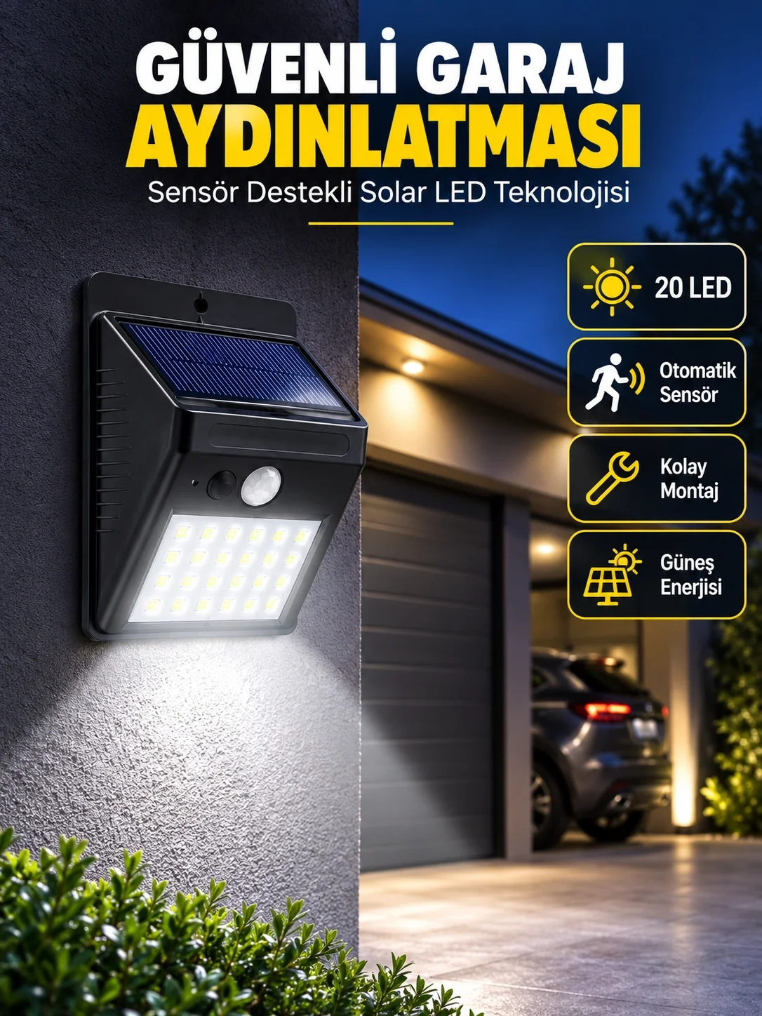 Kablo Gerektirmeyen Solar LED Bahçe ve Veranda Işığı Yeni Nesil