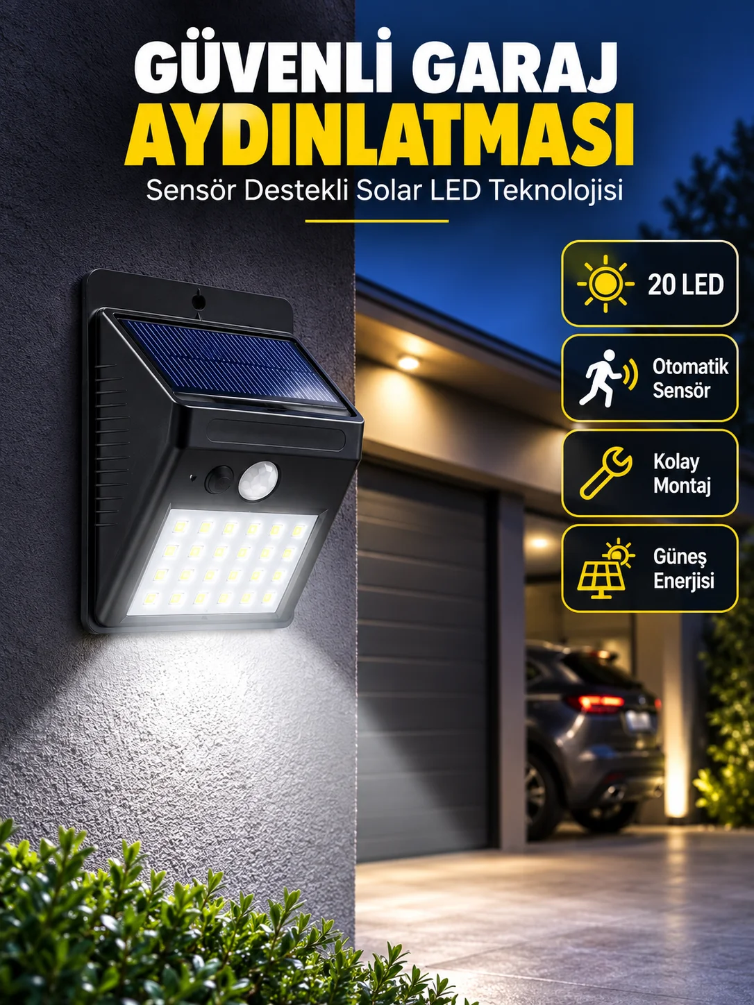 Kablo Gerektirmeyen Solar LED Bahçe ve Veranda Işığı Yeni Nesil Fiyatı, Yorumları ve Özellikleri