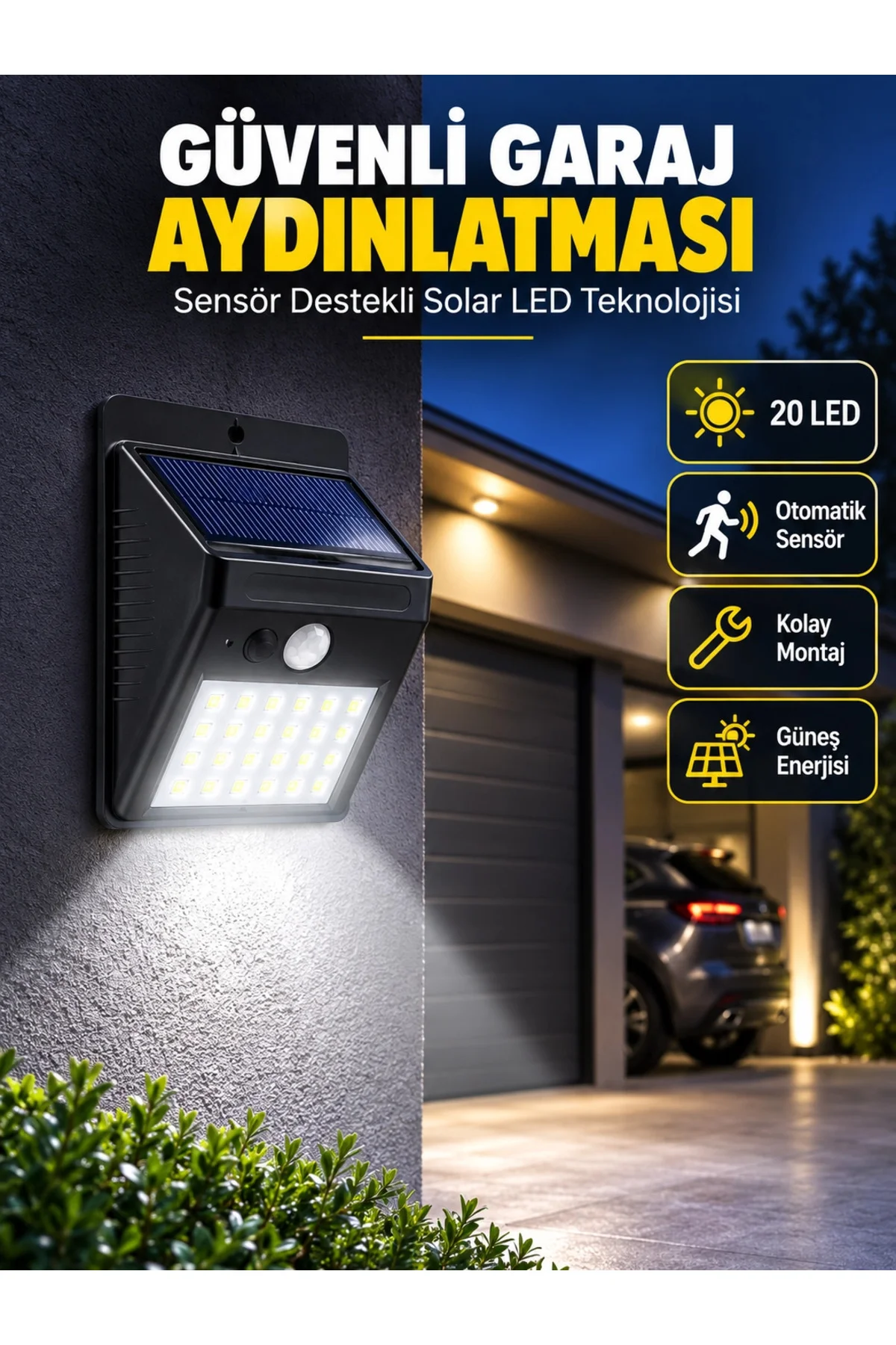 Kablo Gerektirmeyen Solar LED Bahçe ve Veranda Işığı Yeni Nesil