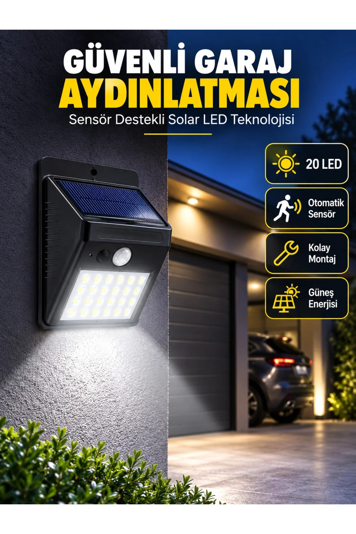 Kablo Gerektirmeyen Solar LED Bahçe ve Veranda Işığı Yeni Nesil