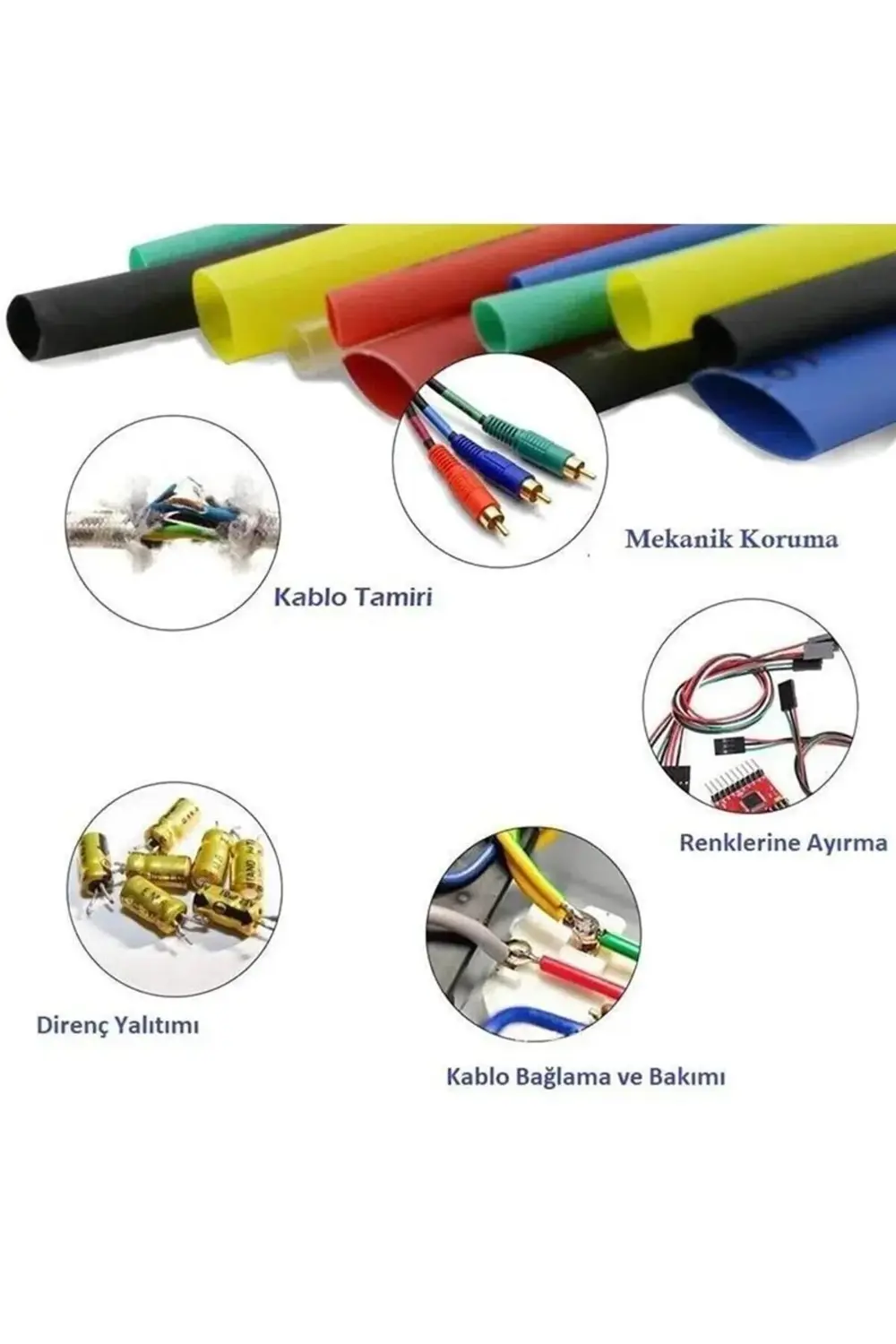 Kablo Tamir Aparatı 164 Parça Kılıf Koruyucu Isıyla Daralan Renkl
