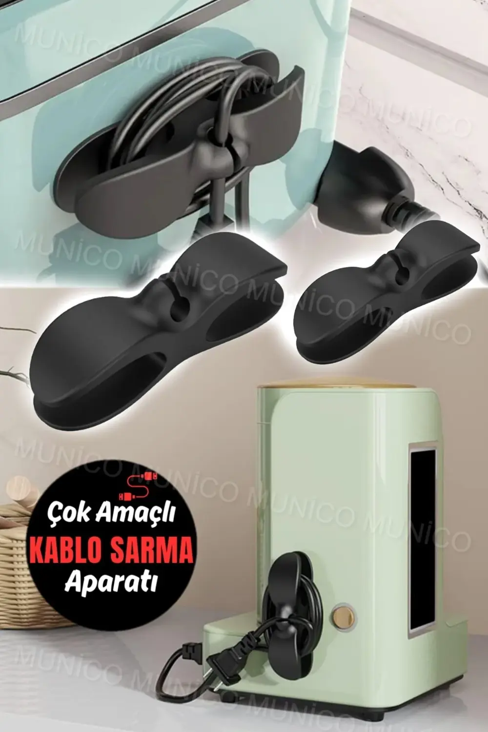 Kablo Toplama Sabitleme Aparatı Yapışkanlı Çok Amaçlı Airfryer Ka
