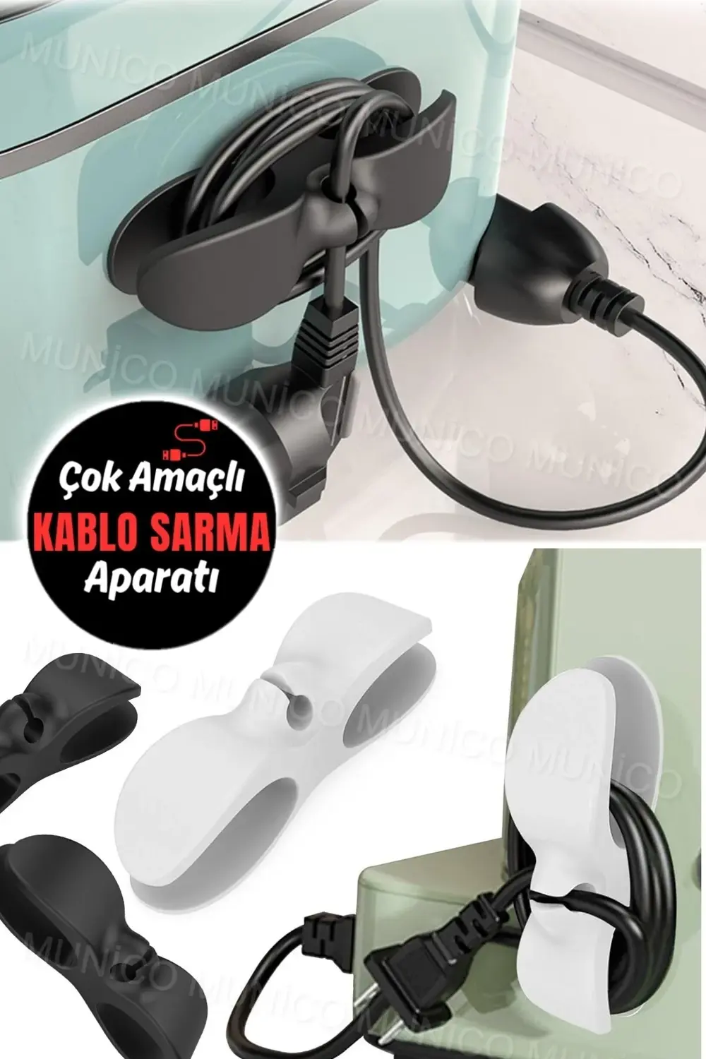 Kablo Toplama Sabitleme Aparatı Yapışkanlı Çok Amaçlı Airfryer Ka