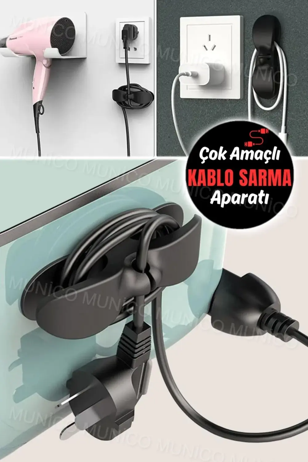 Kablo Toplama Sabitleme Aparatı Yapışkanlı Çok Amaçlı Airfryer Ka