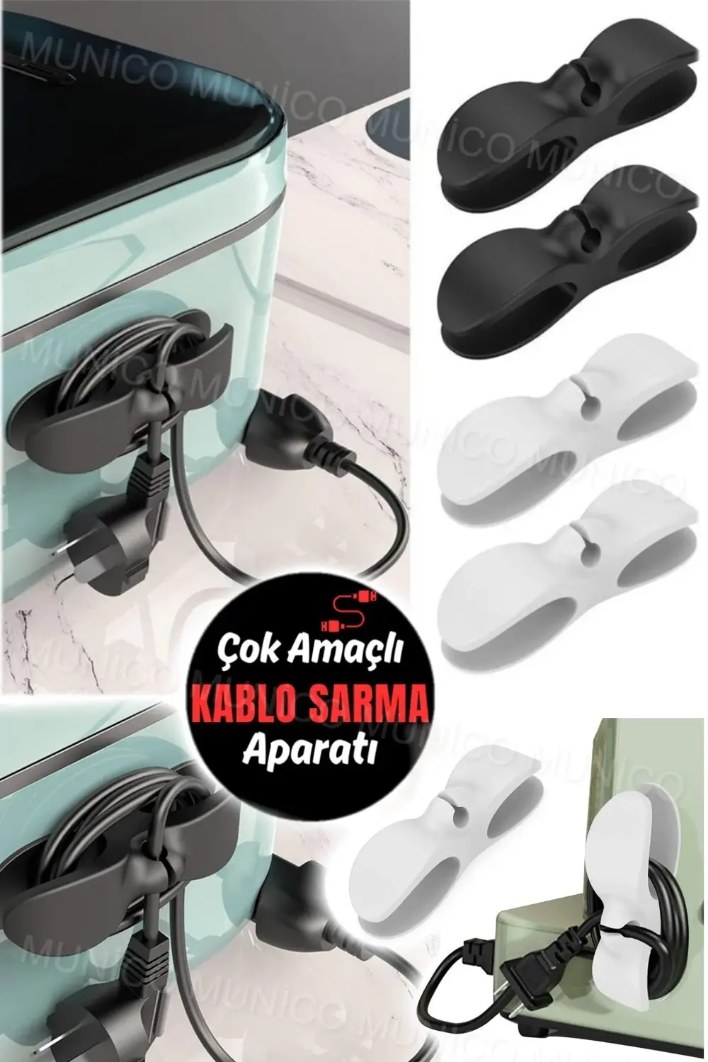 Kablo Toplama Sabitleme Aparatı Yapışkanlı Çok Amaçlı Airfryer Ka