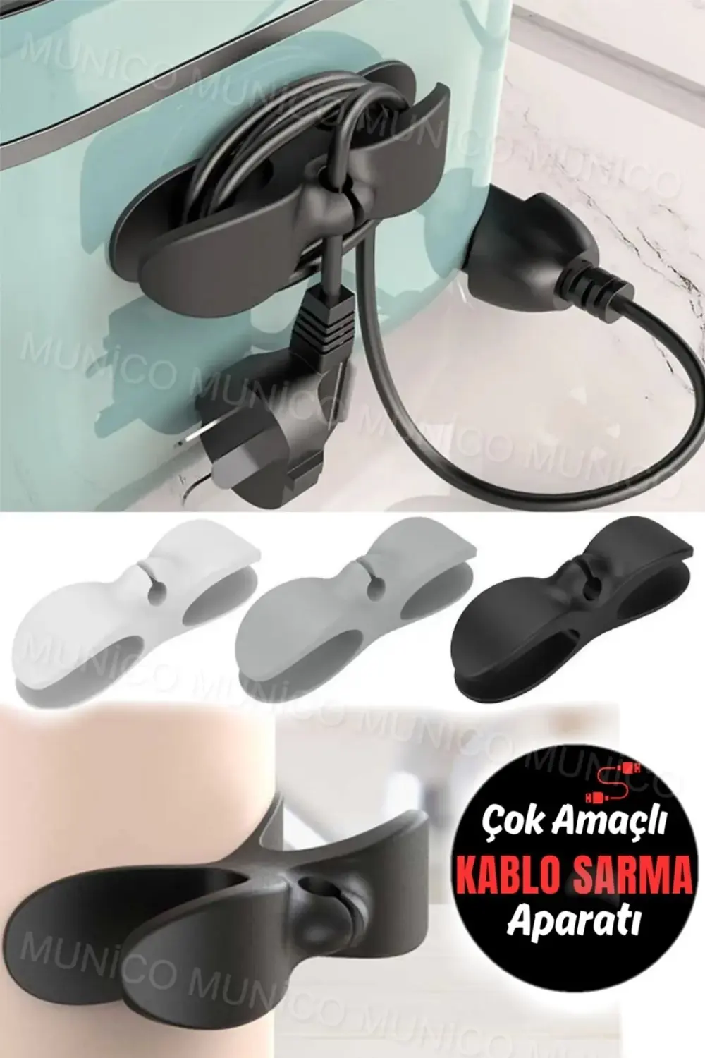 Kablo Toplama Sabitleme Aparatı Yapışkanlı Çok Amaçlı Airfryer Ka