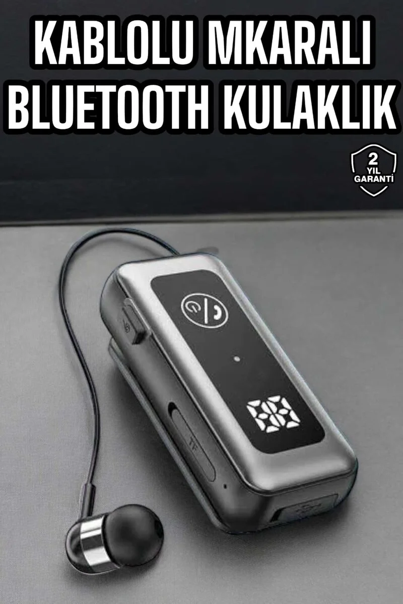 Kablolu Bluetooth Kulaklık Kulak İçi Stereo Mikrofonlu Dijital Göstergeli - Konforlu ve Net Ses