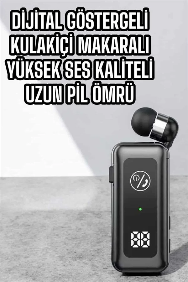 Kablolu Bluetooth Kulak İçi Stereo Kulaklık - Dijital Gösterge ve Mikrofonlu