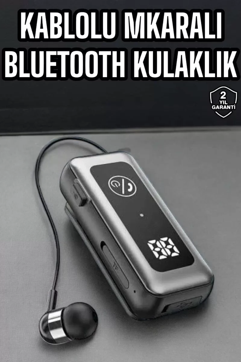 Kablolu Bluetooth Kulaklık Kulak İçi Stereo Mikrofonlu Dijital Göstergeli - Lisinya