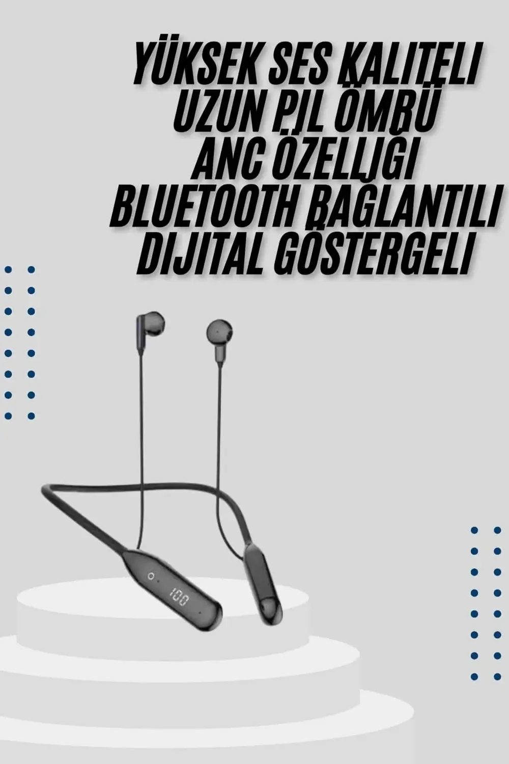 Kablolu Kulak İçi Bluetooth Kulaklık 100 Saat ANC Özellikli Boyun