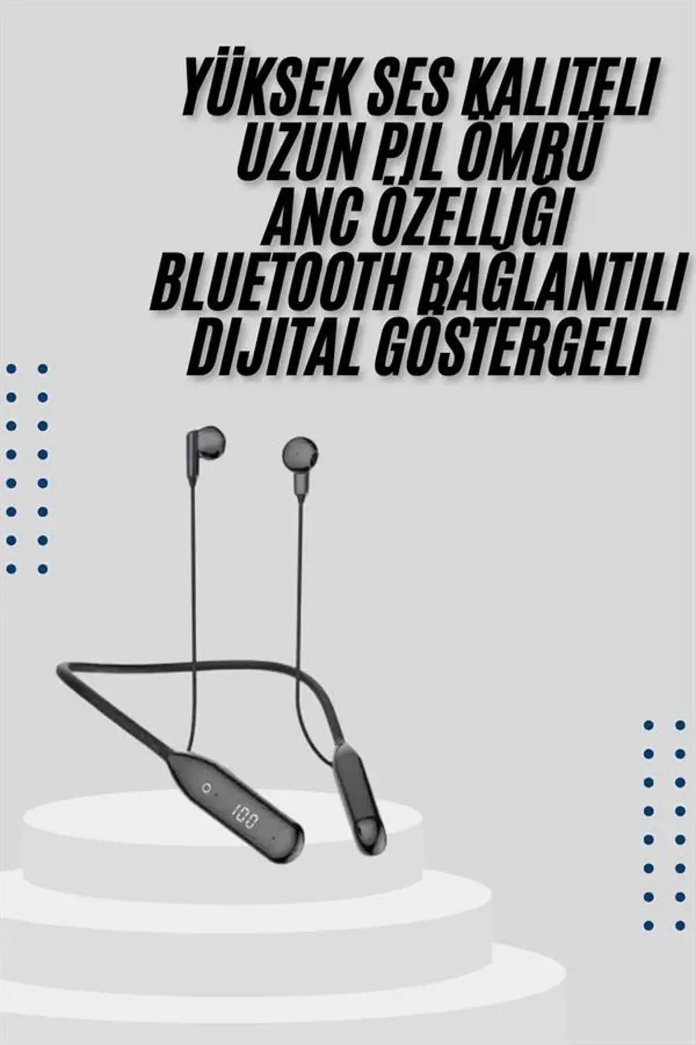 Kablolu Kulak İçi Bluetooth Kulaklık 60 Saat ANC Özellikli Boyun