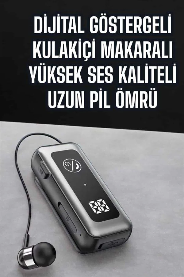 Kablolu Makaralı Bluetooth Kulaklık - 20 Saat Pil Ömrü, Dijital Şarj Göstergeli