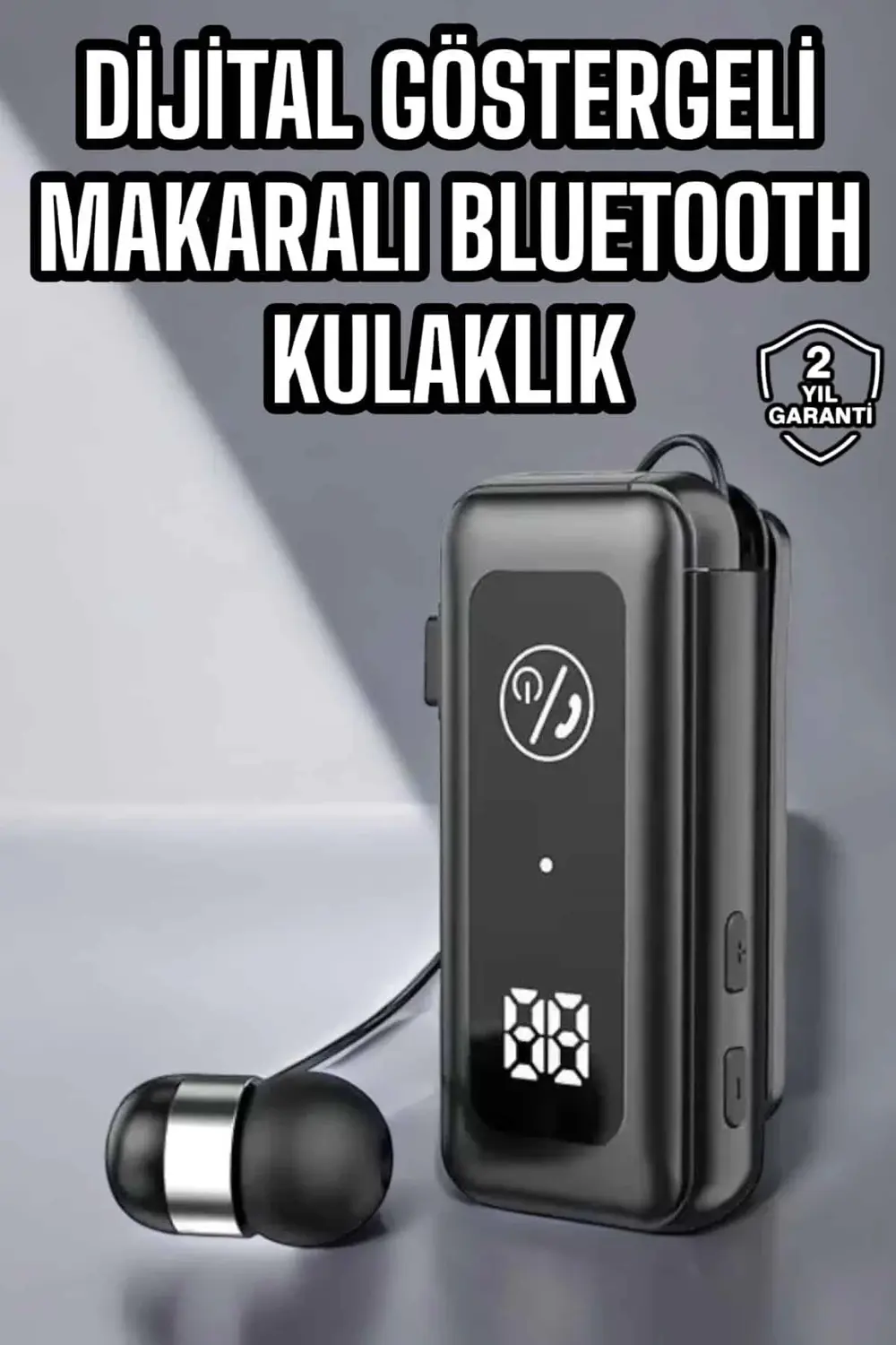 Kablolu Makaralı Bluetooth Kulaklık Uzun Pil Ömrü Dijital Gösterg