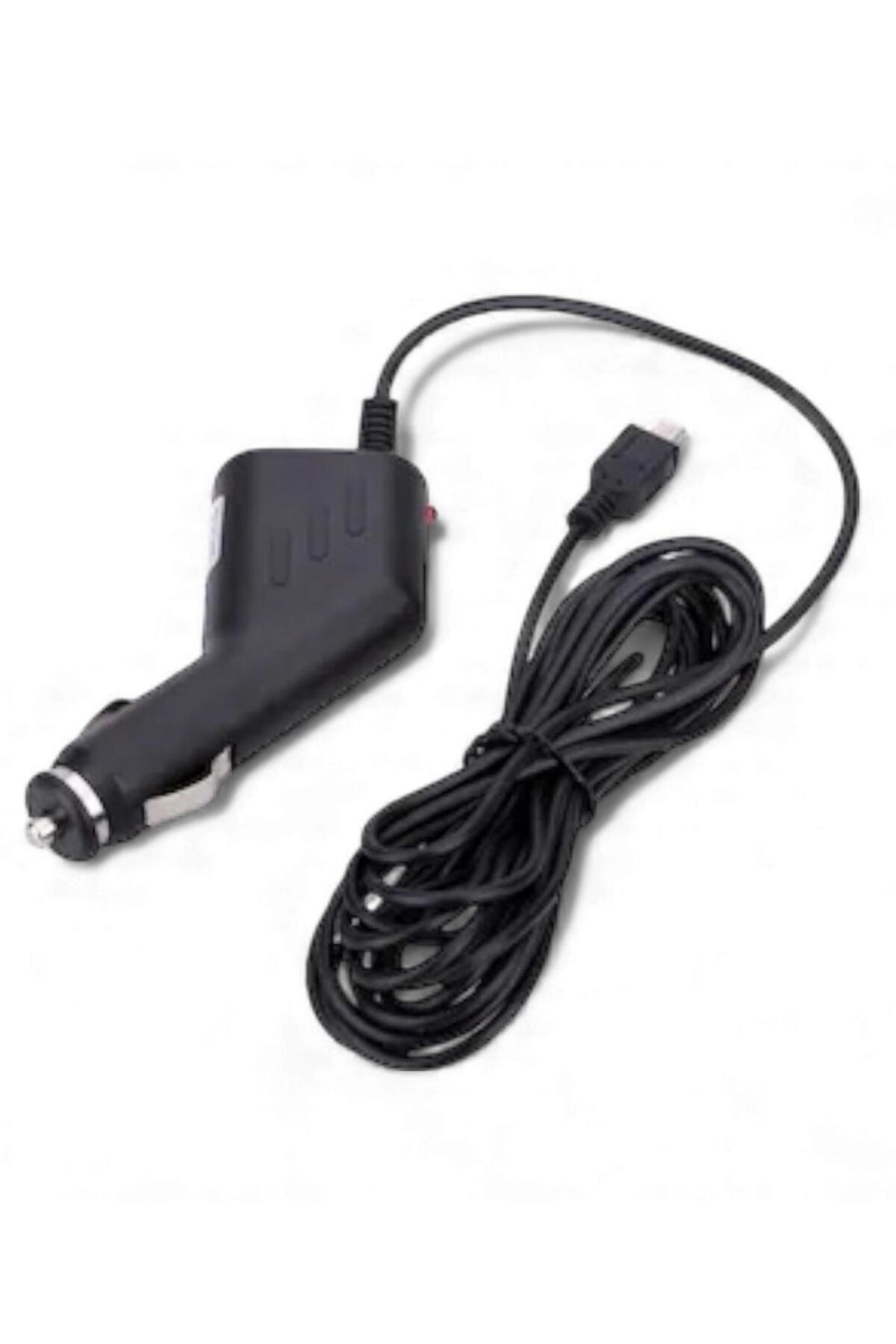 Kablolu Mini USB 5 Pin Adaptör – 3 Metre 5V 1A Çakmak Fişli Güç Kablosu, Navigasyon ve Araç Kamerası