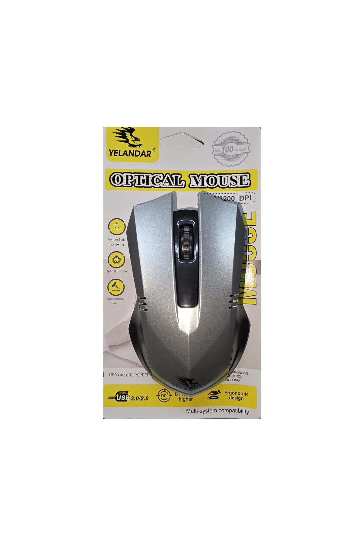 Kablolu Optik Bilgisayar Faresi - 3 Tuşlu, (JA-312) - Kablolu Mouse Gri